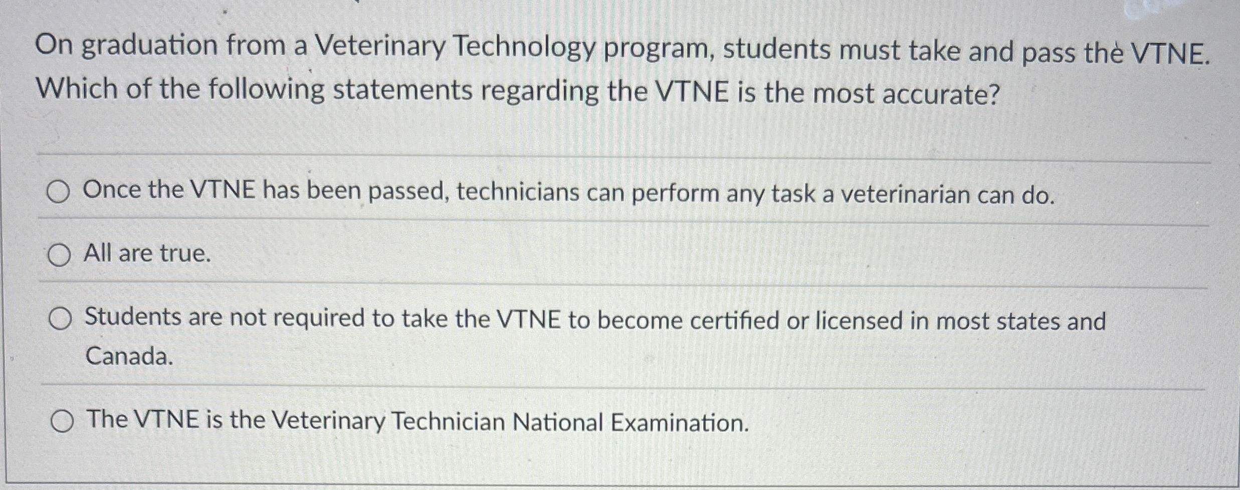 On graduation from a Veterinary Technology