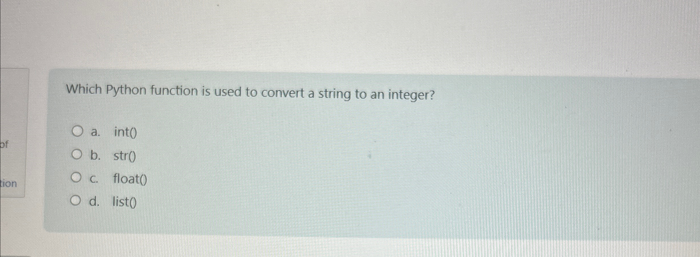 Which Python function is used to convert a string