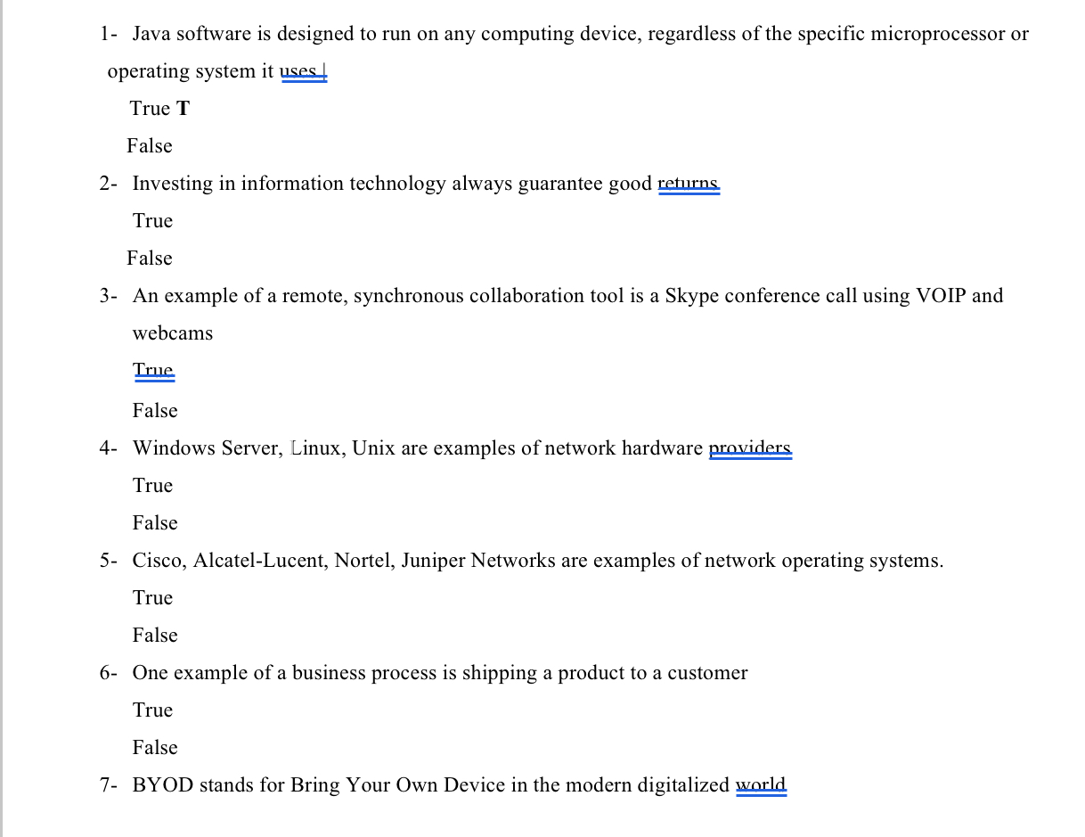 1 - Java software is designed to run on any