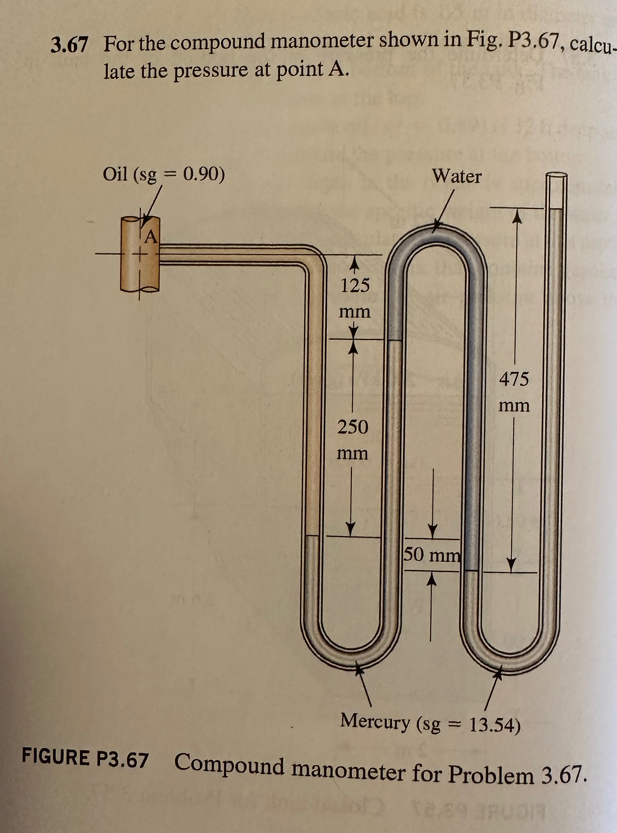 3 . 6 7 For the compound manometer shown in Fig.