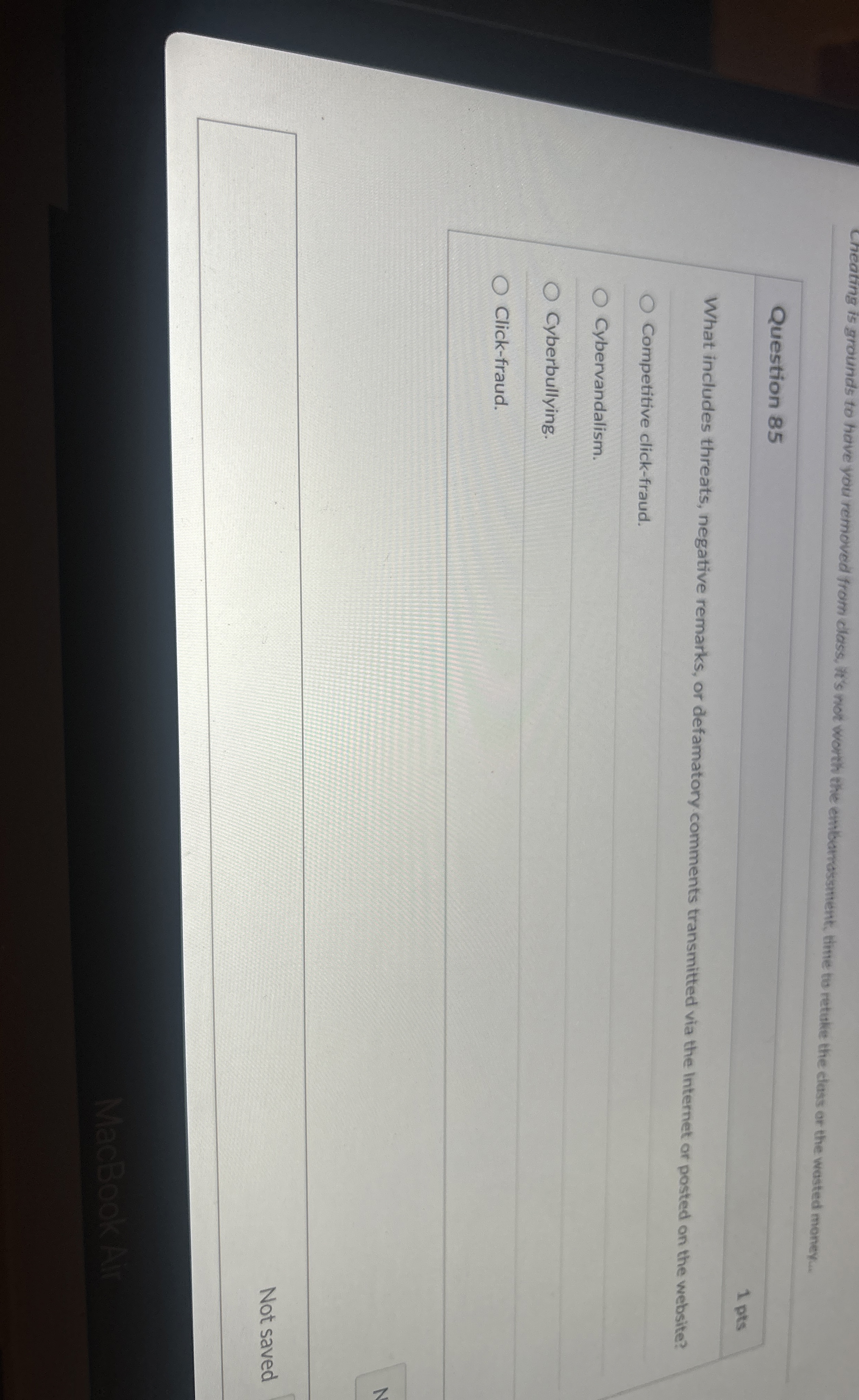 Cheating is grounds to have you removed from