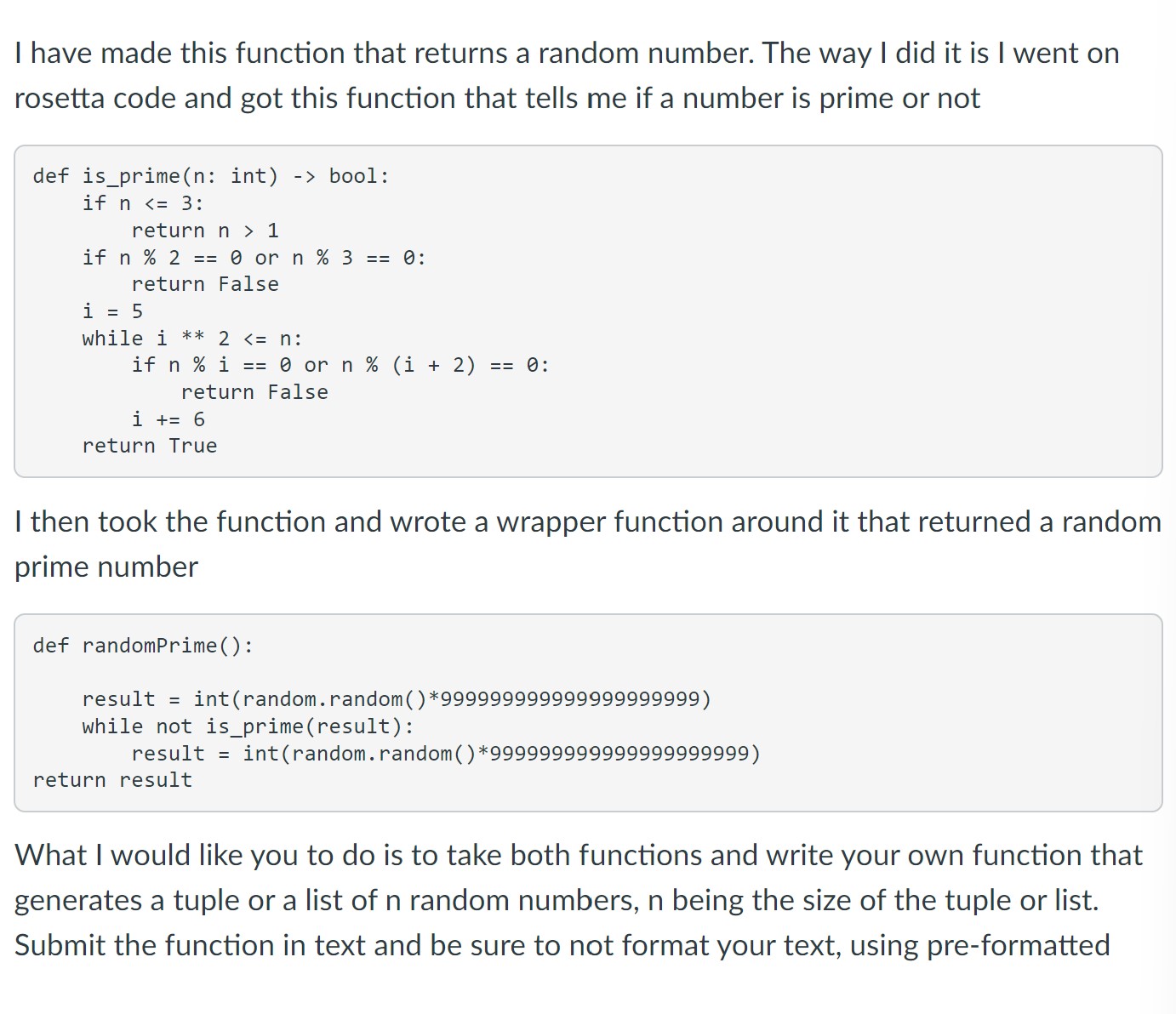 Please, write code in python. Instructor hint: