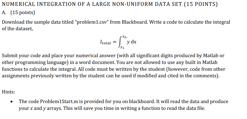 NUMERICAL INTEGRATION OF A LARGE NON - UNIFORM