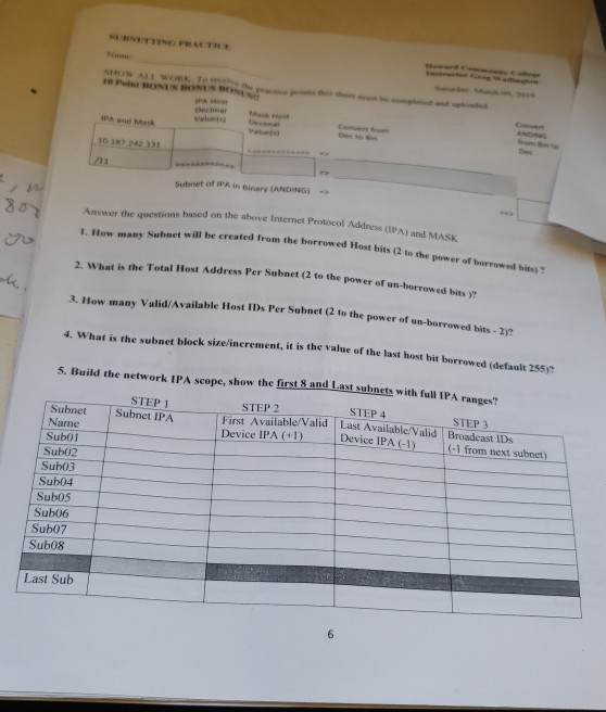 pls solve 10 187 242 133 Subnet of iPA in Binary
