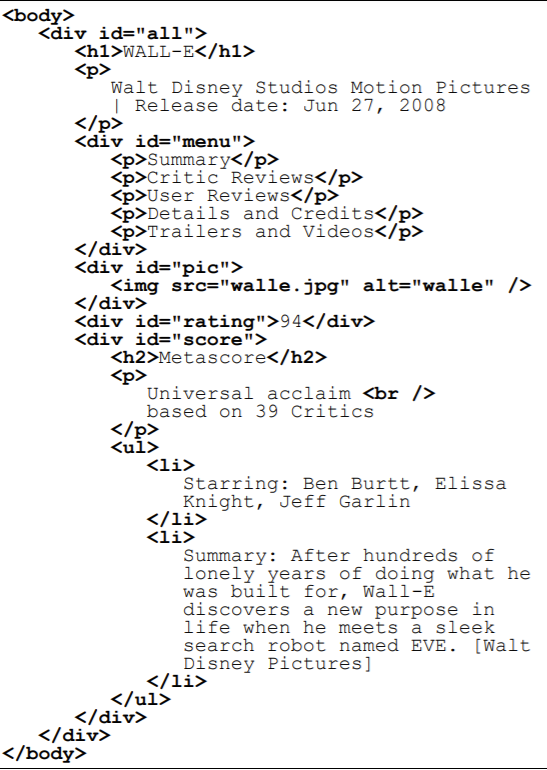 1) The menu items (Summary to Trailers and