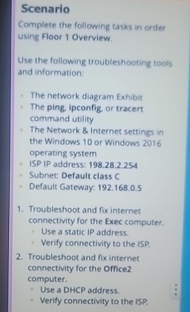 Scenario Complete the following tasks in order
