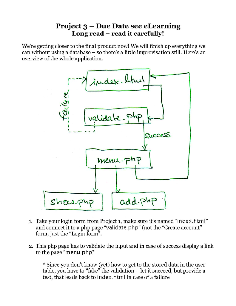 Show.php Validate.php Project 1 HTML Code Project