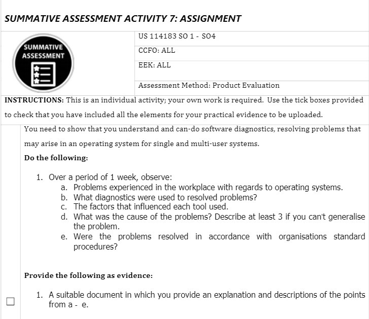 SUMMATIVE ASSESSMENT ACTIVITY 7: ASSIGNMENT US