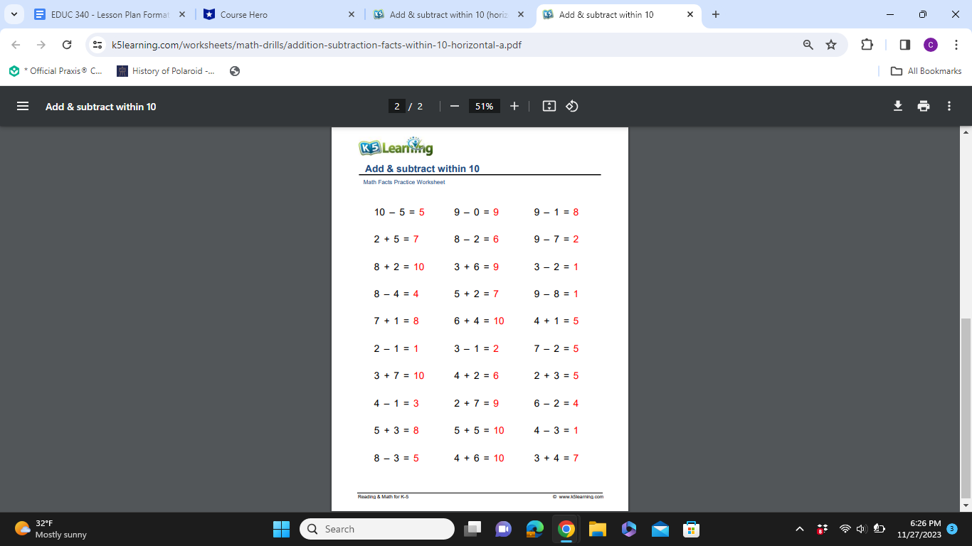 E EDUC 340 - Lesson Plan Format X | Course Hero *