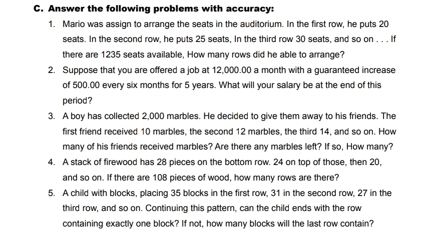 G. Answer the following problems with accuracy: