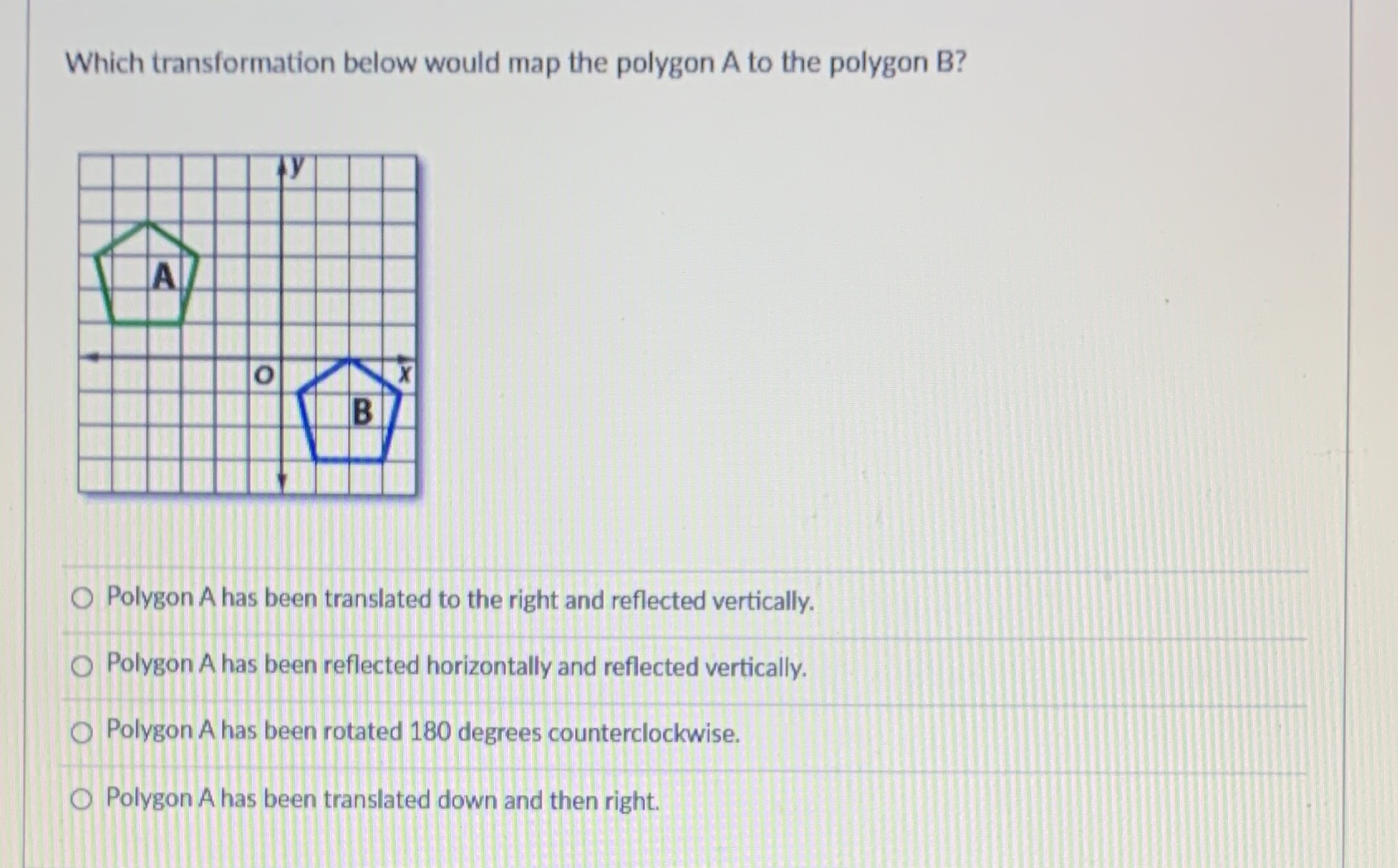 Which transformation below would map the polygon