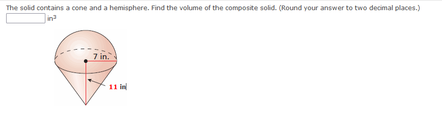 The solid contains a cone and a hemisphere. Find