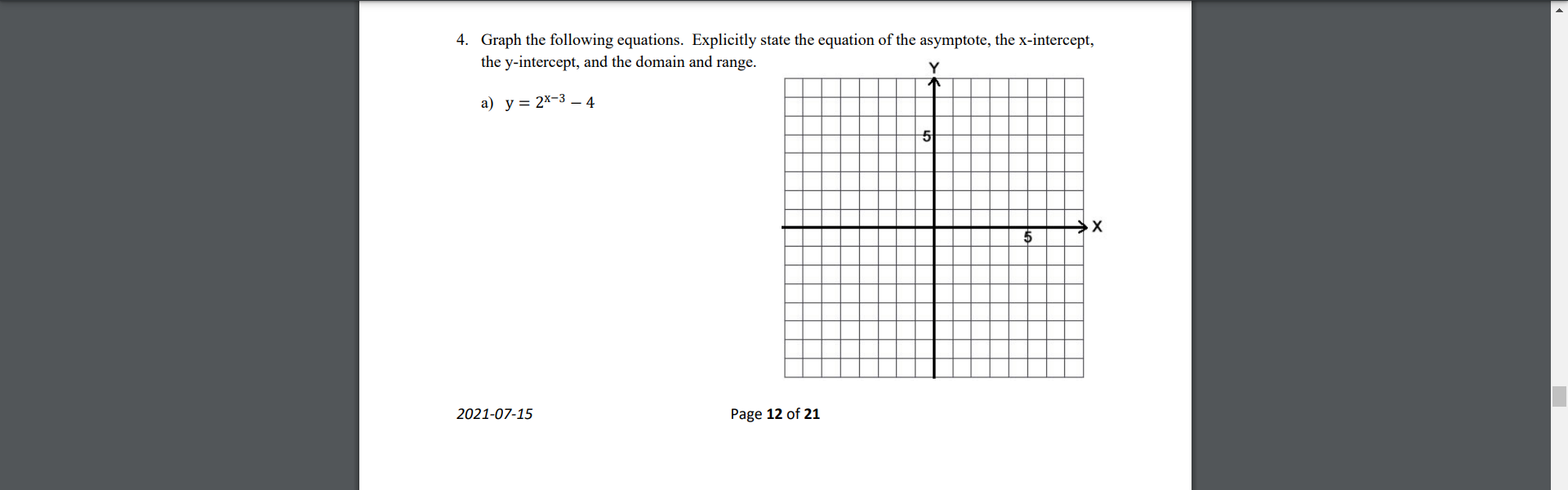 4. Graph the following equations. Explicitly
