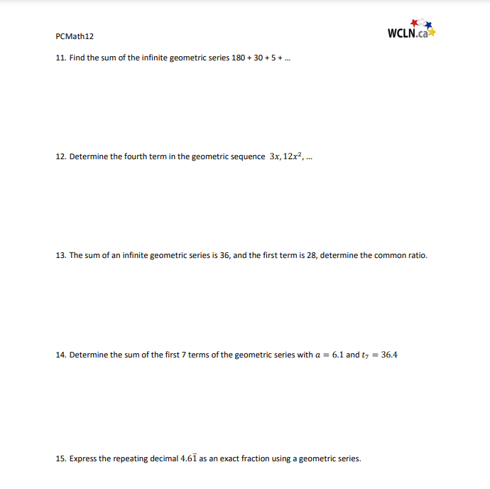4. Graph the following equations. Explicitly