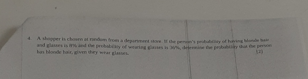 hurry please 4. A shopper is chosen at random