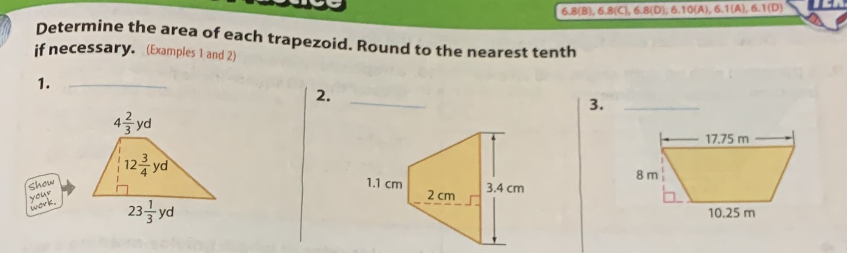 6.8(B), 6.8(C], 6.8(D), 6.10(A), 6.1(A], 6.1(D)