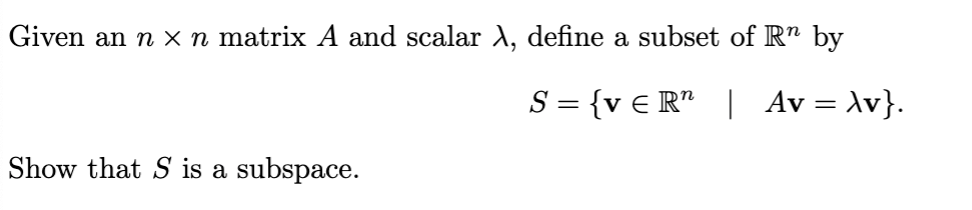 Given an n x n matrix A and scalar 1, define a
