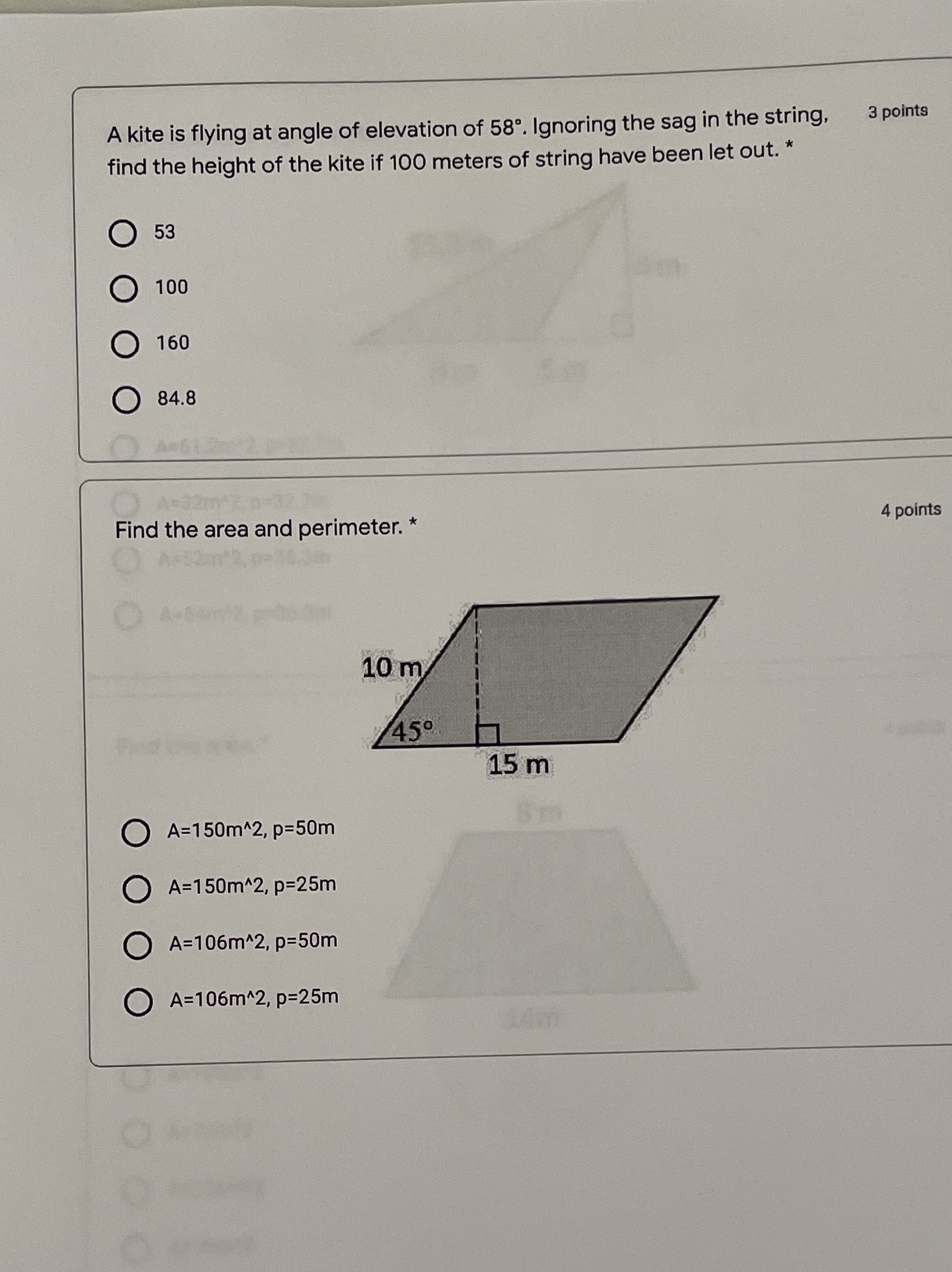 A kite is flying at angle of elevation of 58.