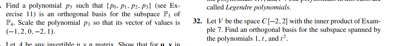 Find a polynomial p3 such that {po, P1, P2, p3}
