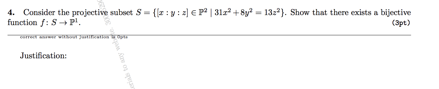 4. Consider the projective subset S = {[x : y :