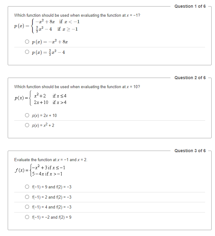\fQuestion 4 of 6 Which function should be used