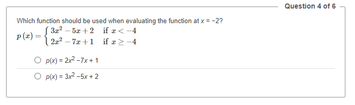\fQuestion 4 of 6 Which function should be used