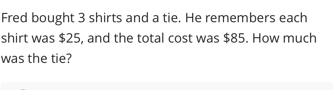 Fred bought 3 shirts and a tie. He remembers each