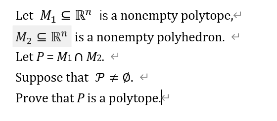 Prove that P is a polytope. Let M, C R" is a