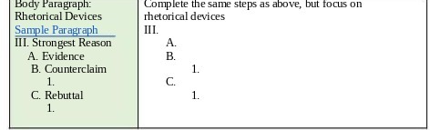 Body Paragraph: Complete the same steps as above,