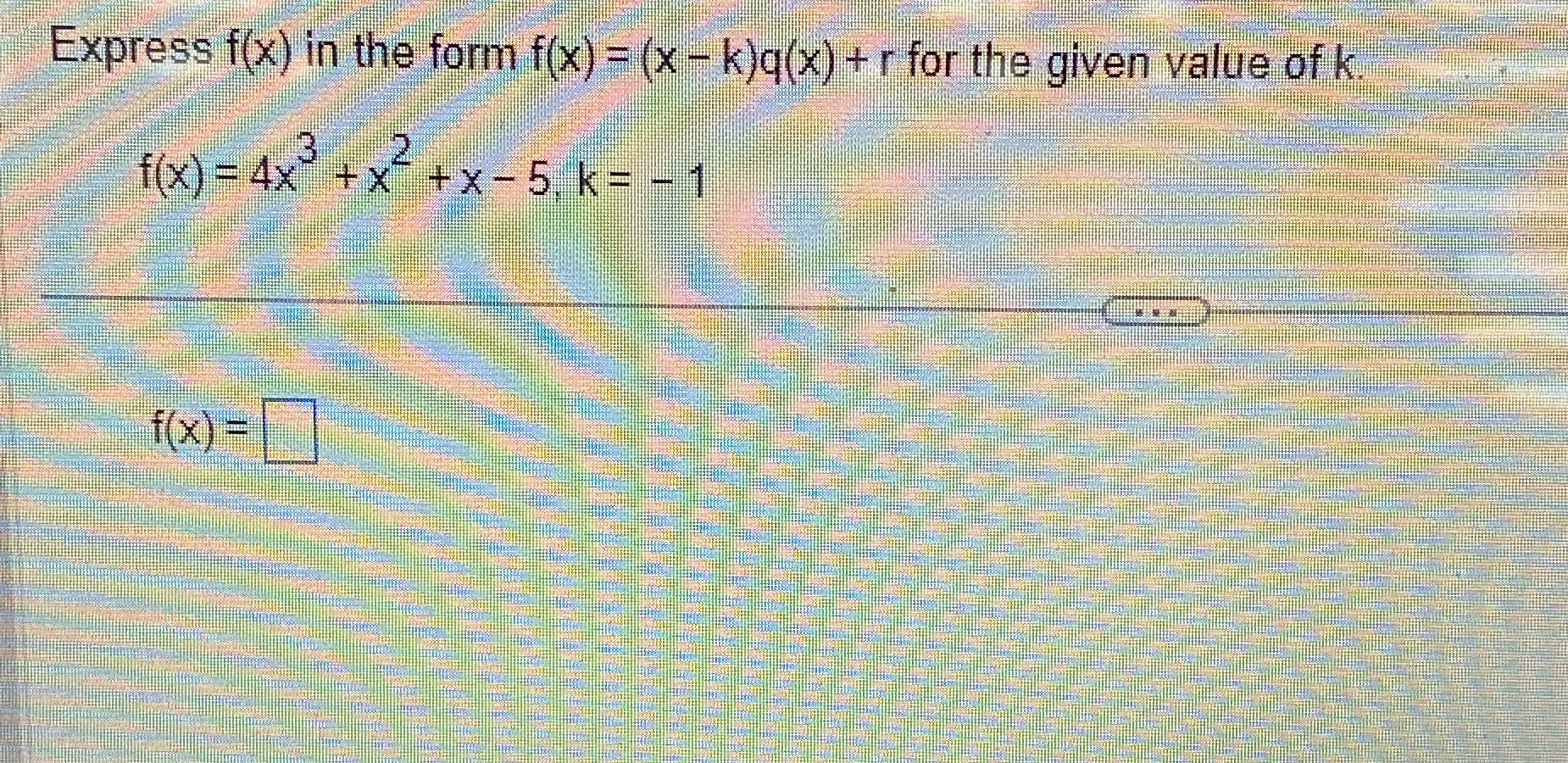 Needed asap thank you alot! Express f(x) in the