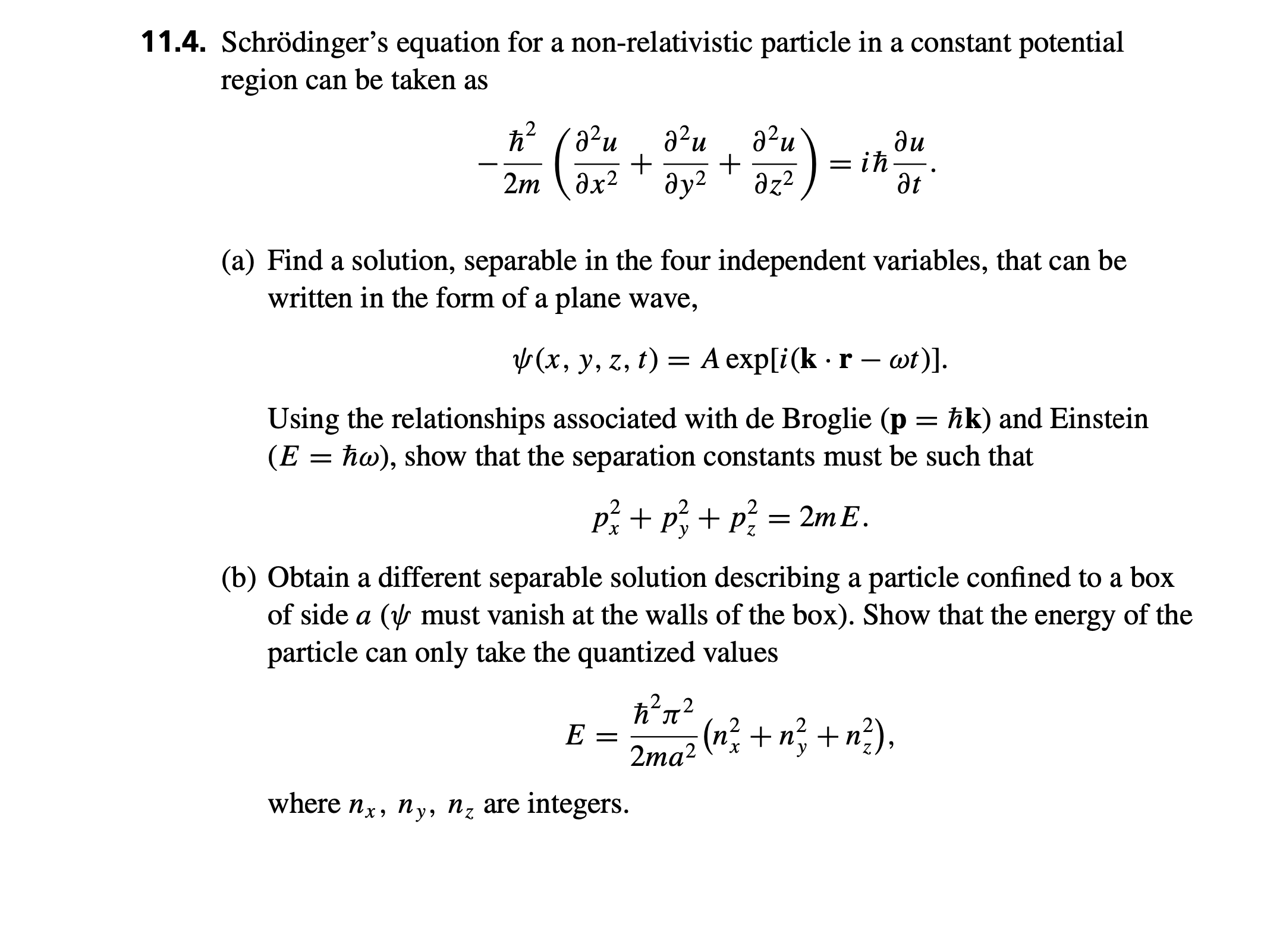 11.4. Schrodinger's equation for a
