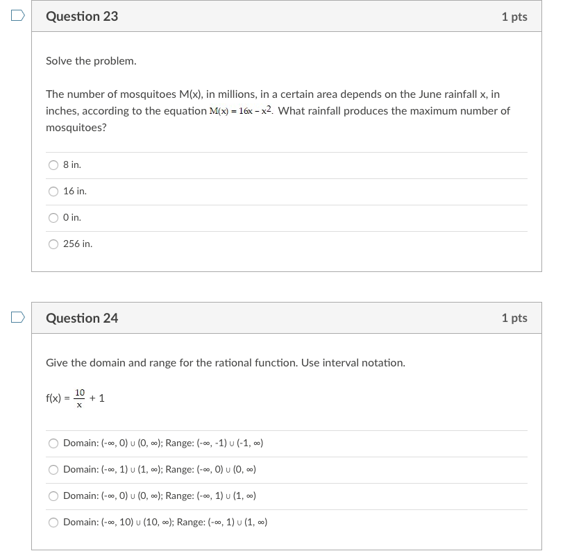 Question 21 1 pts For the given functions f and g