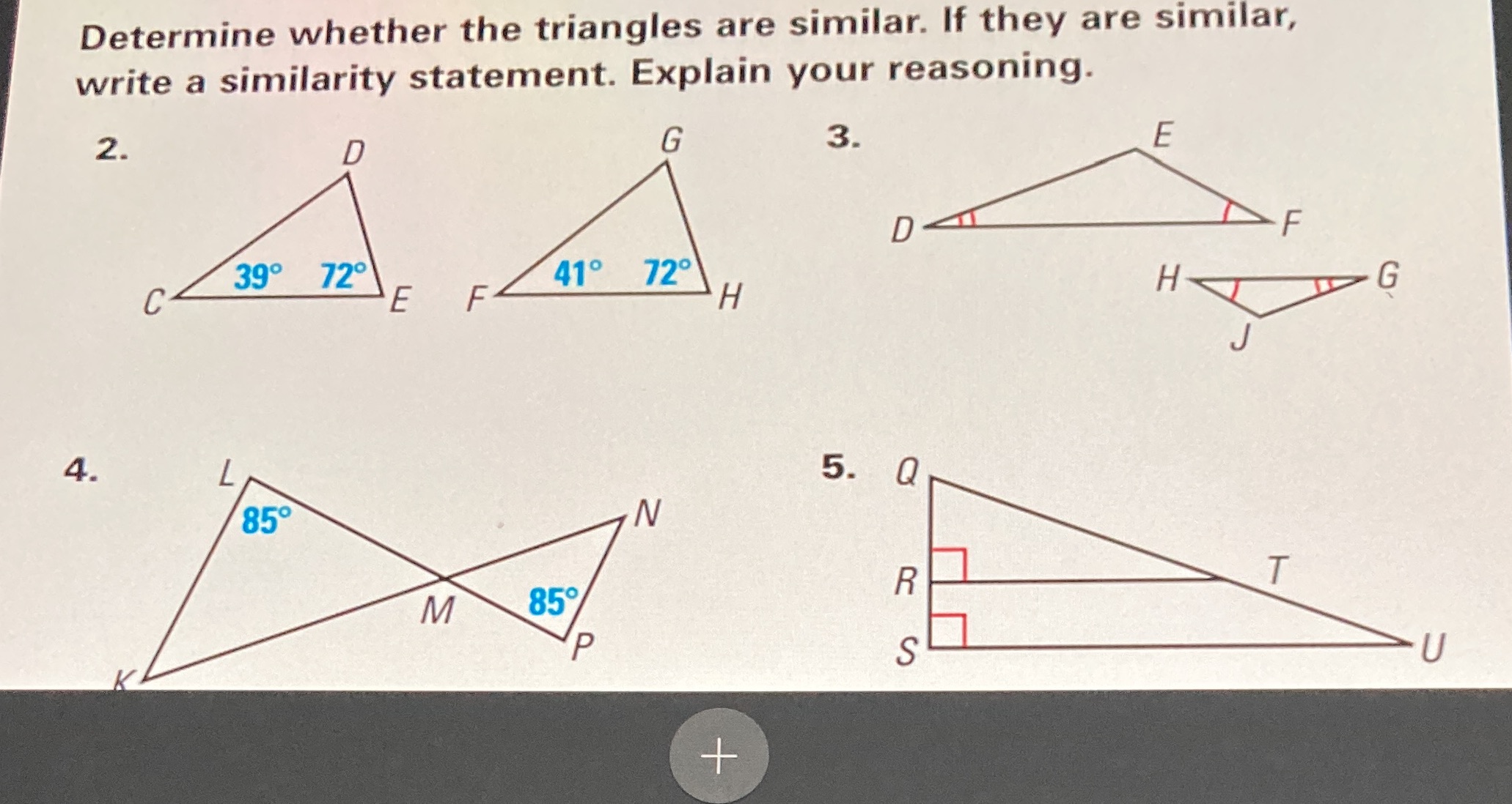 Please HELPP Determine whether the triangles are
