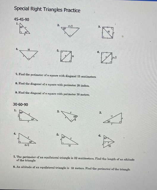 Pythagorean Theorem Applications Directions: