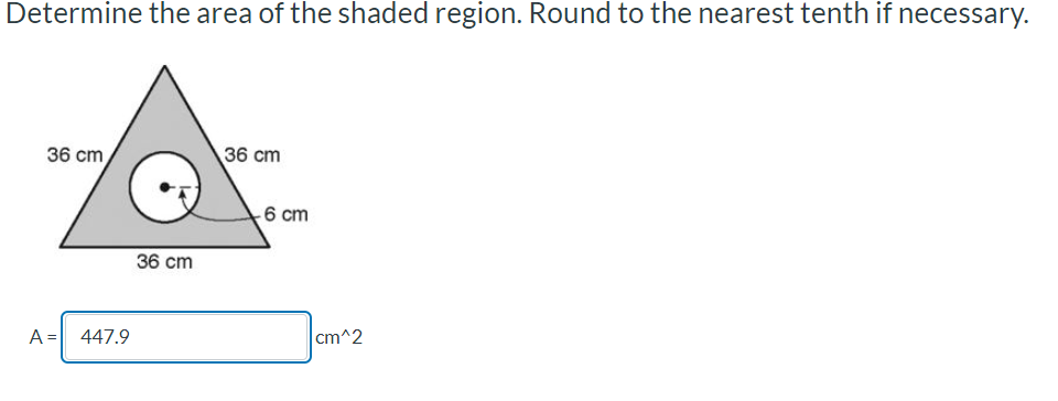 Determine the area of the shaded region. Round to