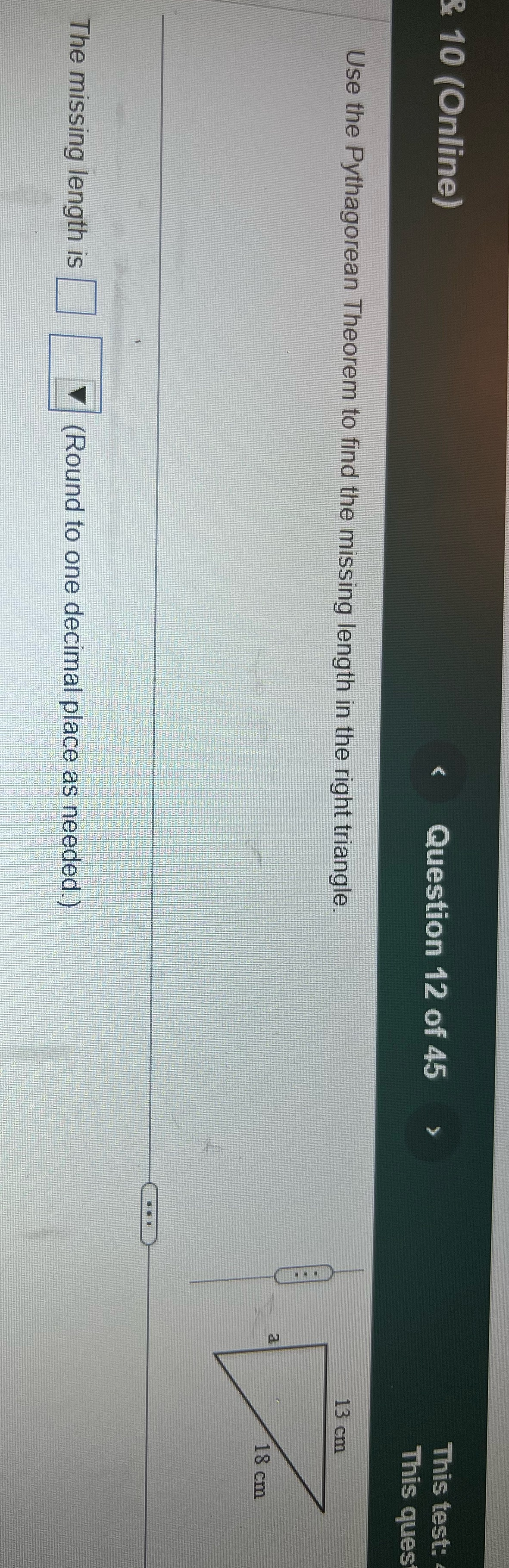 & 10 (Online) Question 12 of 45 This test: A This