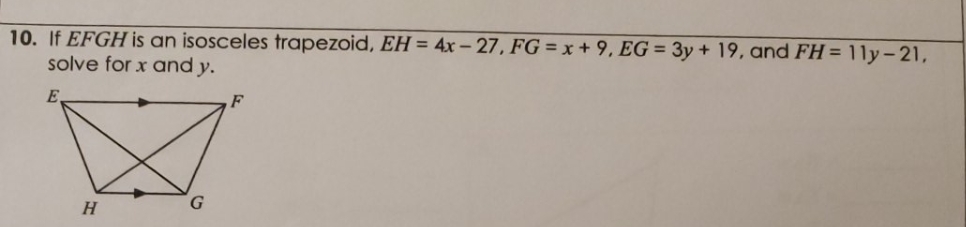 The quadrilateral is a trapezoid find the missing