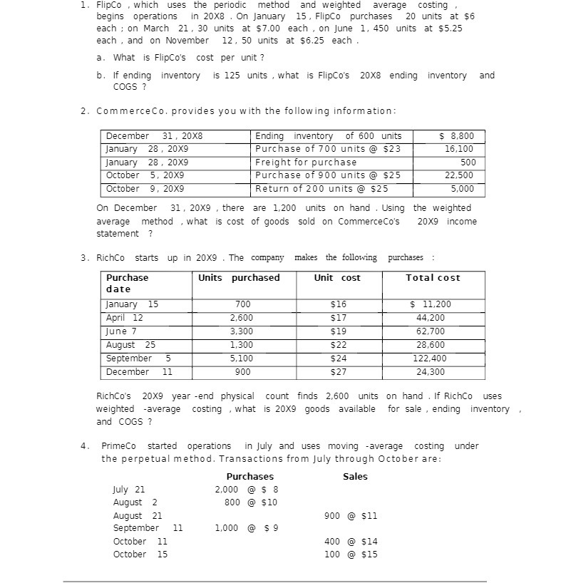 . FlipCo , which uses the periodic method and
