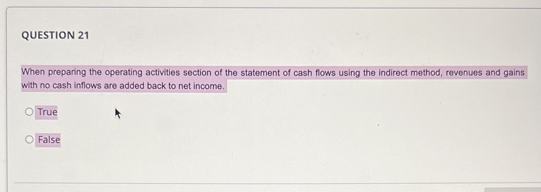 QUESTION 21 When preparing the operating