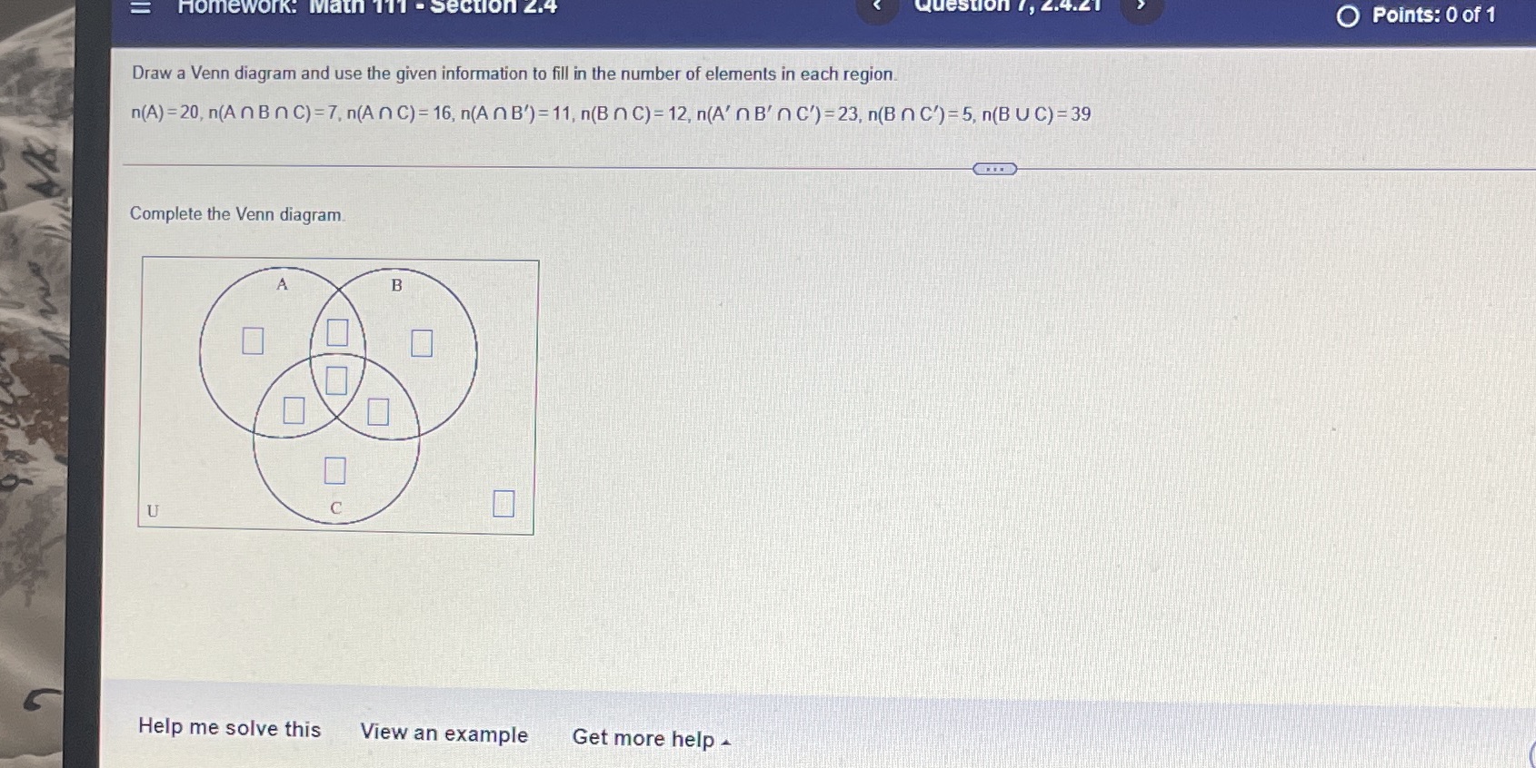 Homework: Math 111 = Section 2.4 Question /, 2 O