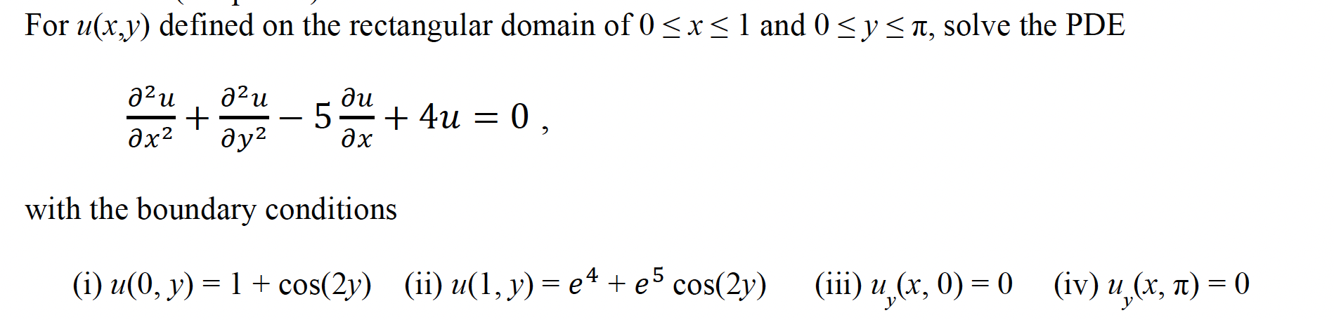 For u(x,y) defined on the rectangular domain of 0