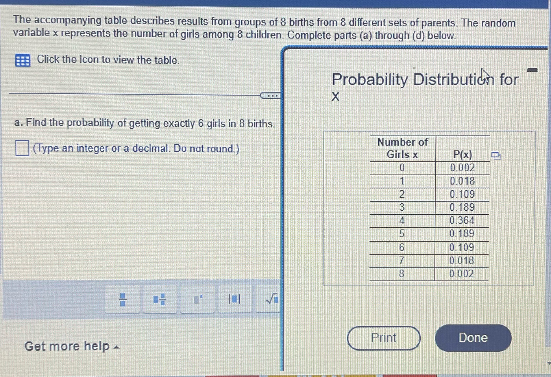 The accompanying table describes results from