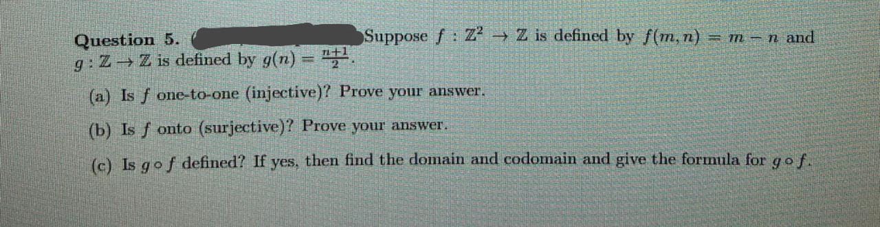 Question 5. Suppose f : Z2 - style=