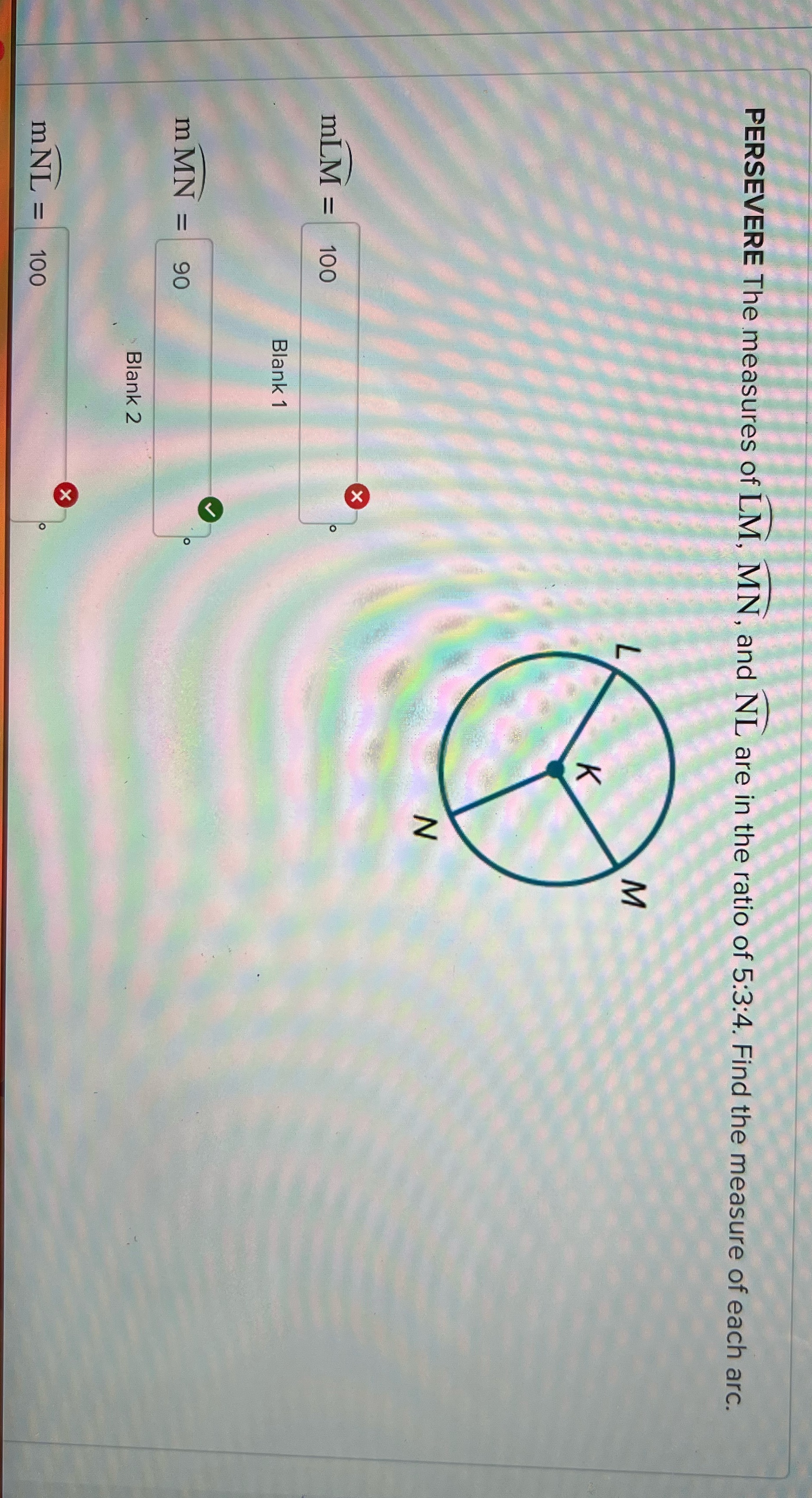 PERSEVERE The measures of LM, MN, and NL are in