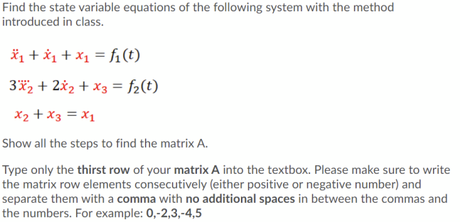 Find the state variable equations of the