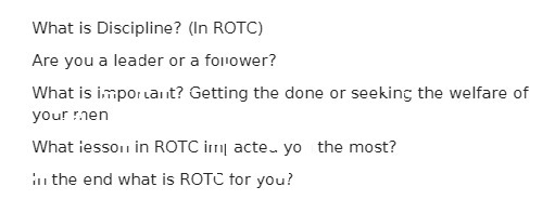 What is Discipline? (In ROTC) Are you a leader or