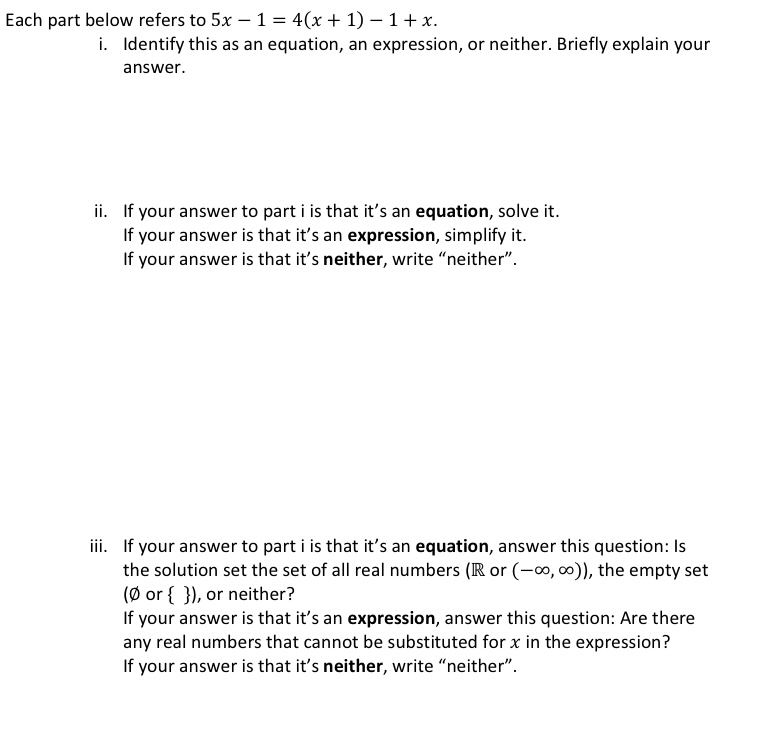Each part below refers to 5x 1 = 40: + 1) 1 + x.