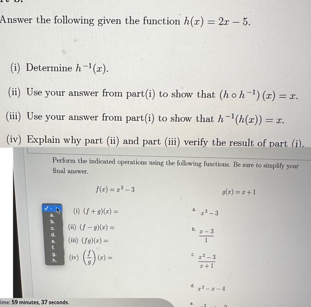 Answer the following given the function h(r) = 2x