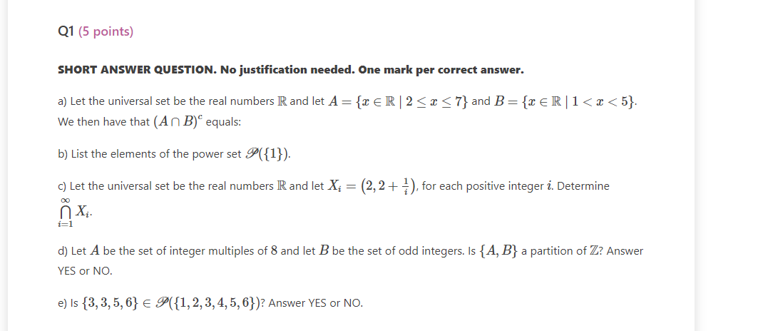 Q1 (5 points] SHORT ANSWER QUESTION. Ho