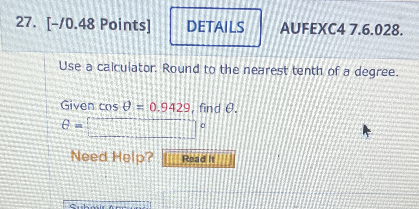 27. [-/0.48 Points] DETAILS AUFEXC4 7.6.028. Use